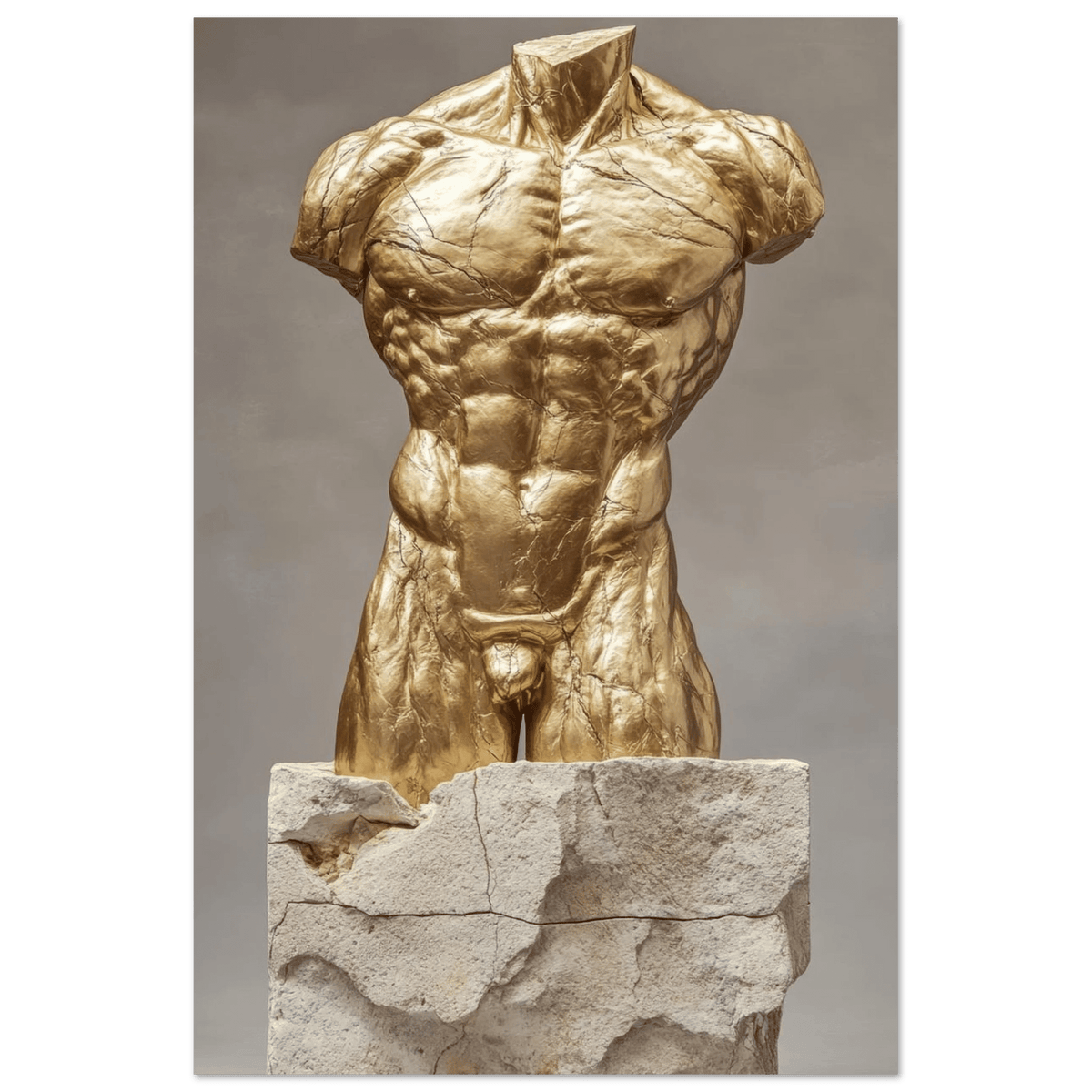 Hybrid centaur torso cast in brushed gold marb 2 - Shop Ai Art WebShop - Digital Art online Store