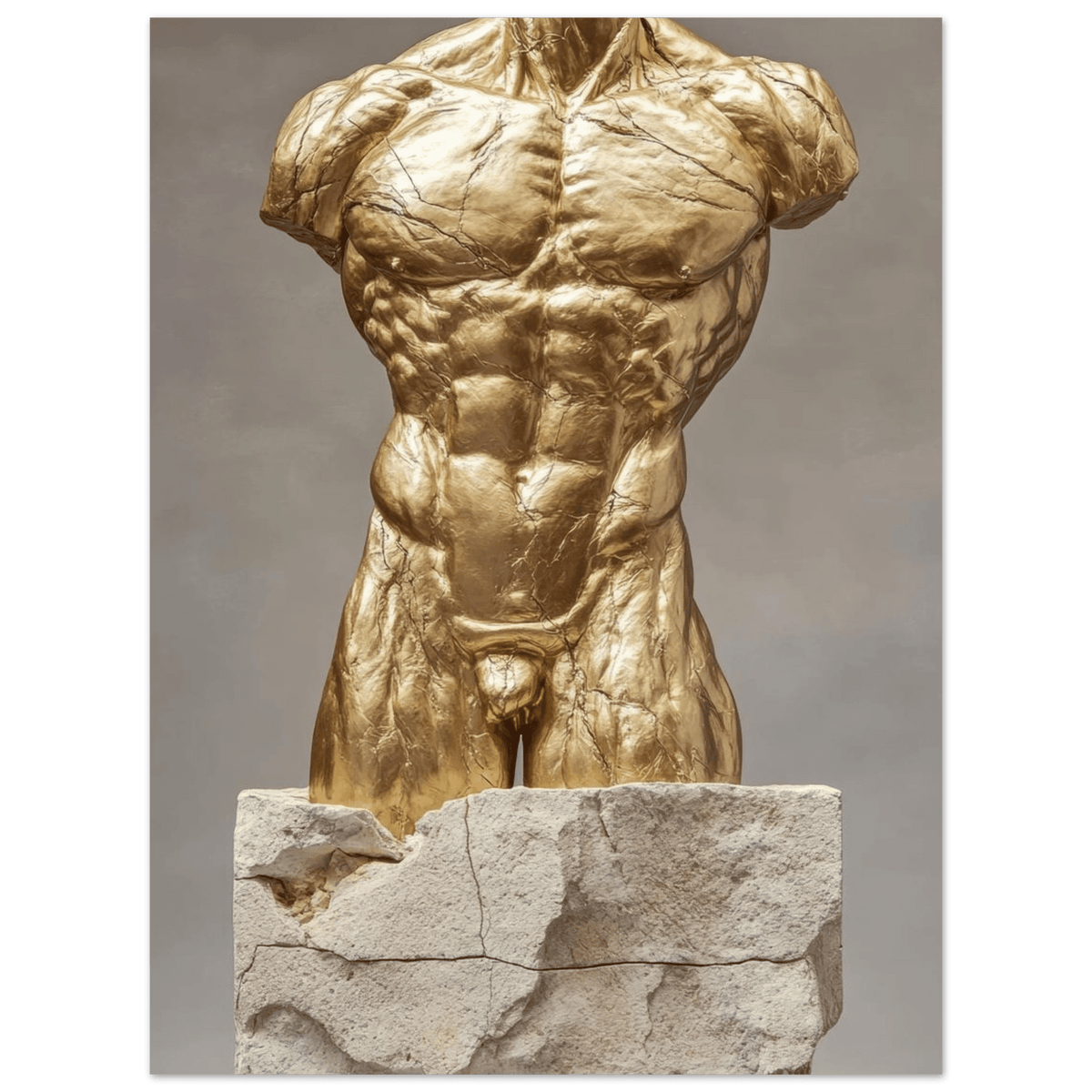 Hybrid centaur torso cast in brushed gold marb 2 - Shop Ai Art WebShop - Digital Art online Store