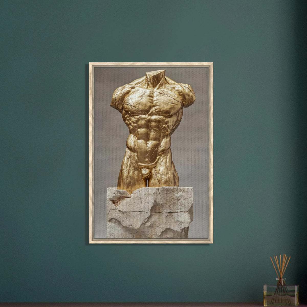 Hybrid centaur torso cast in brushed gold marb 2 - Shop Ai Art WebShop - Digital Art online Store