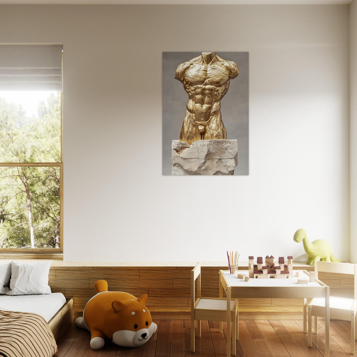 Hybrid centaur torso cast in brushed gold marb 2 - Shop Ai Art WebShop - Digital Art online Store