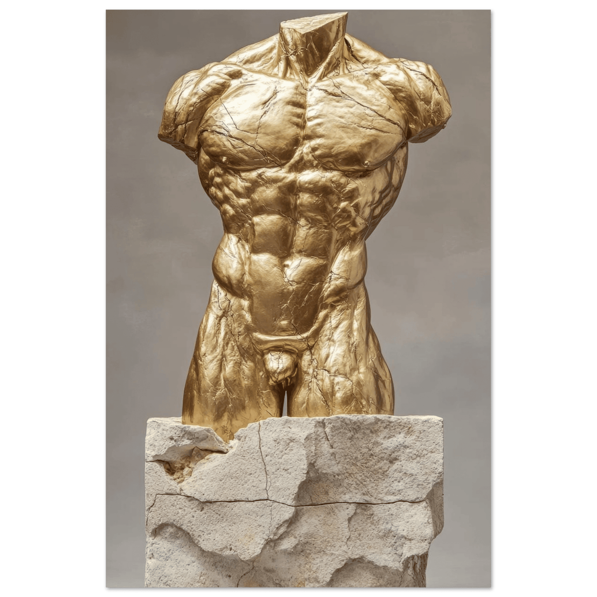 Hybrid centaur torso cast in brushed gold marb 2 - Shop Ai Art WebShop - Digital Art online Store