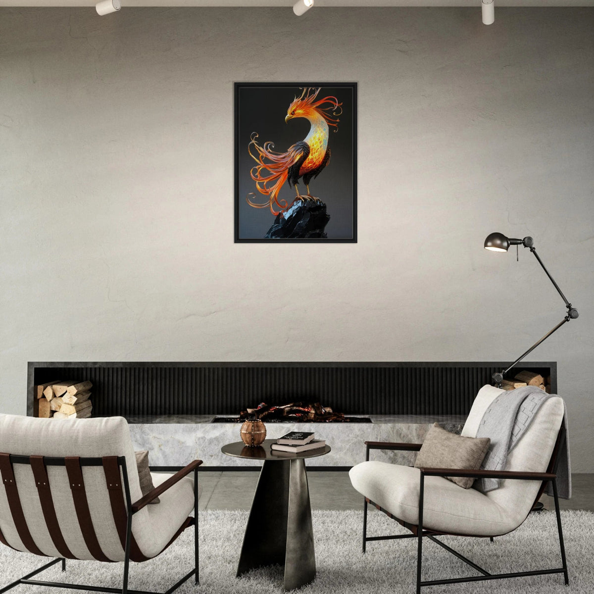 Hybrid phoenix with curling opal flame feather 2 - Shop Ai Art WebShop - Digital Art online Store