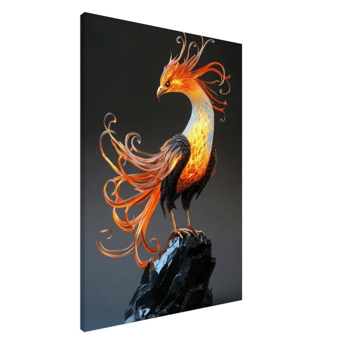 Hybrid phoenix with curling opal flame feather 2 - Shop Ai Art WebShop - Digital Art online Store