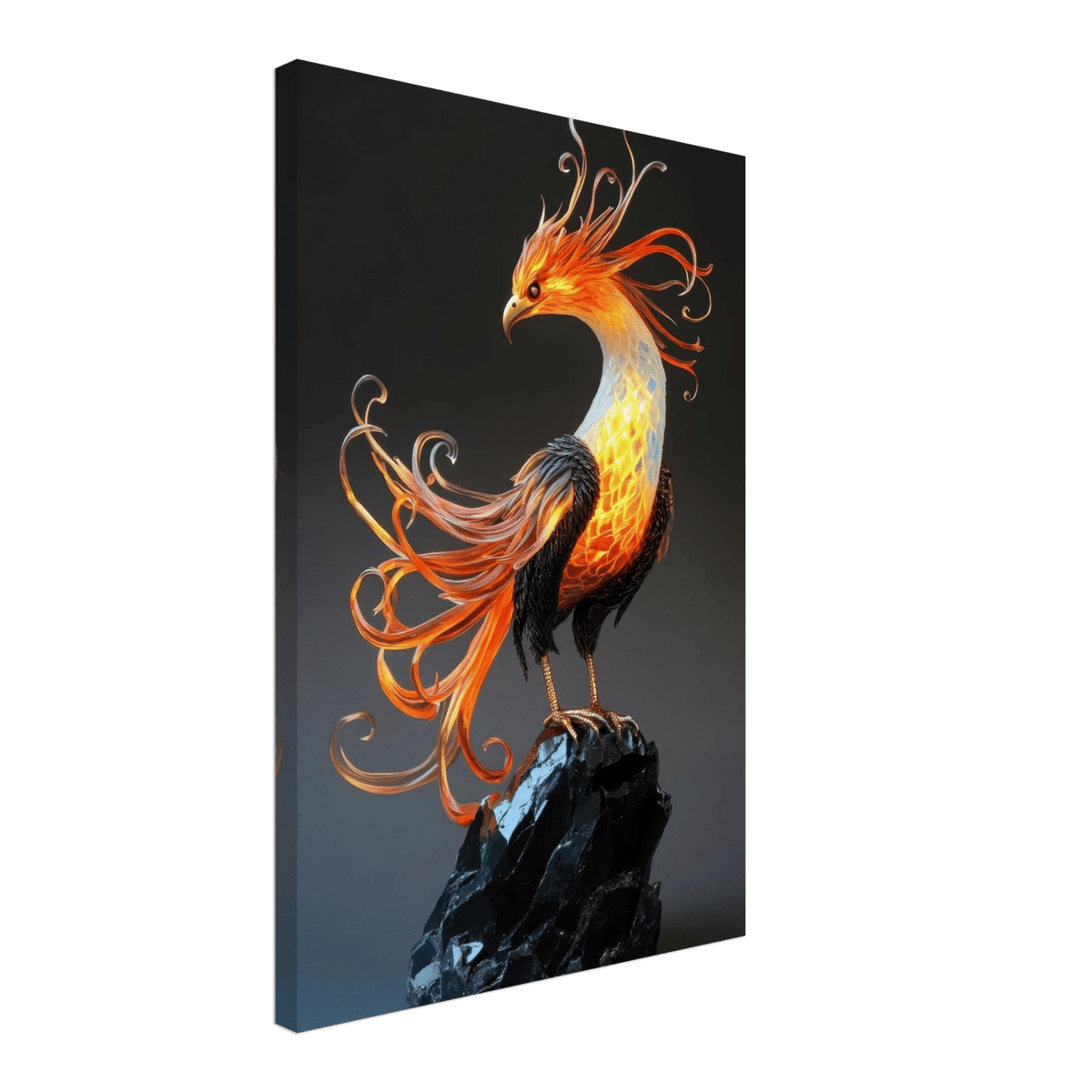 Hybrid phoenix with curling opal flame feather 2 - Shop Ai Art WebShop - Digital Art online Store