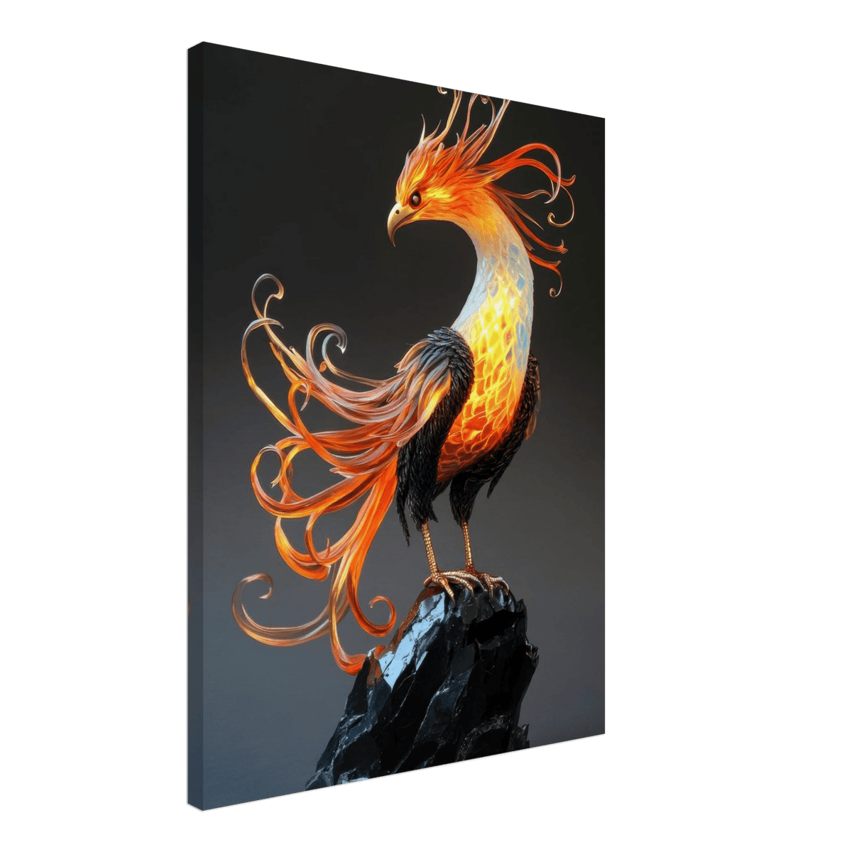Hybrid phoenix with curling opal flame feather 2 - Shop Ai Art WebShop - Digital Art online Store