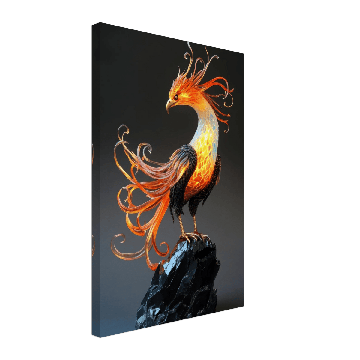 Hybrid phoenix with curling opal flame feather 2 - Shop Ai Art WebShop - Digital Art online Store