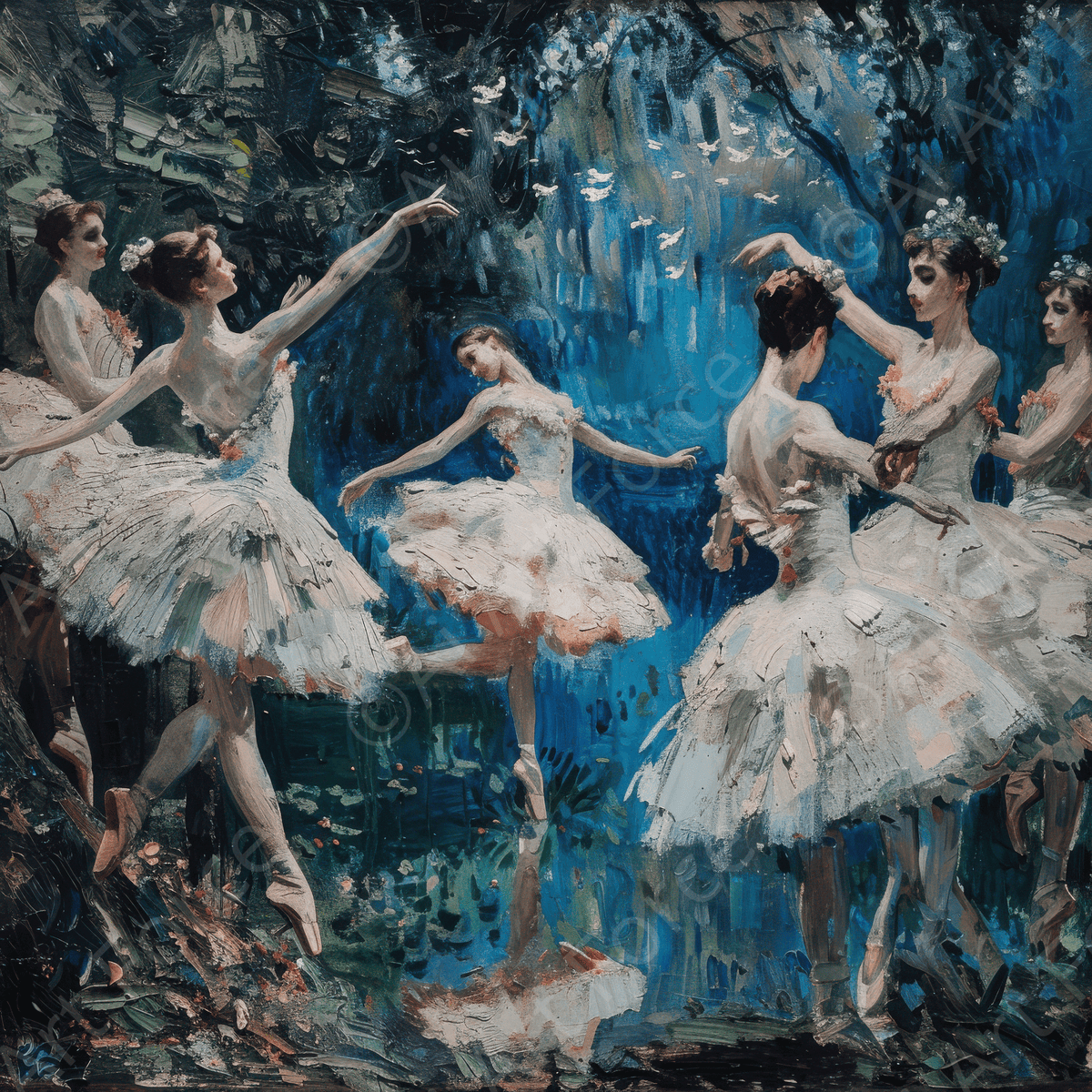 Impressionism ballet dansers dancing the swan dance 2 - Shop Ai Art WebShop - Digital Art online Store