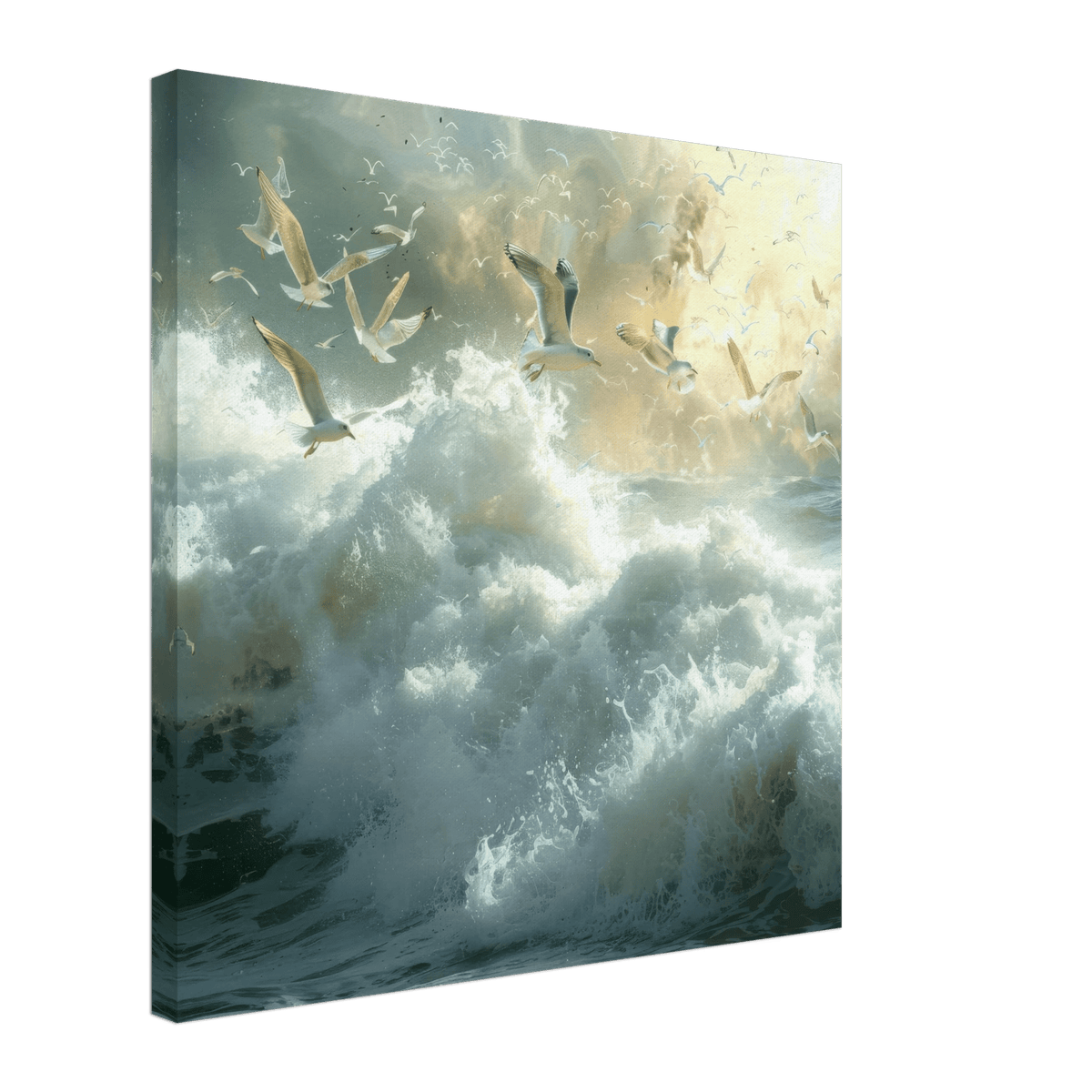 Impressionism beautiful seawaves with seagels flying around 2 - Shop Ai Art WebShop - Digital Art online Store