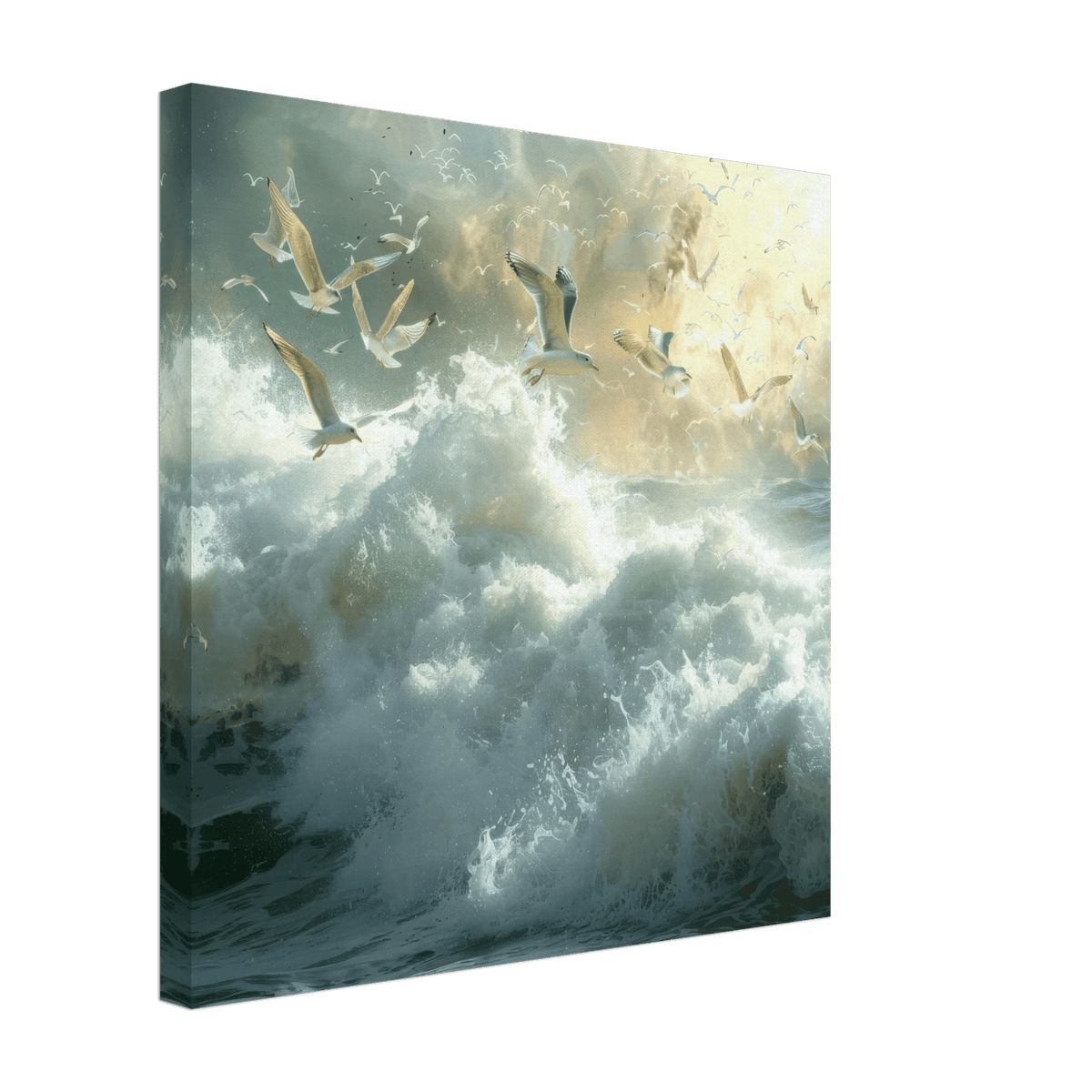 Impressionism beautiful seawaves with seagels flying around 2 - Shop Ai Art WebShop - Digital Art online Store