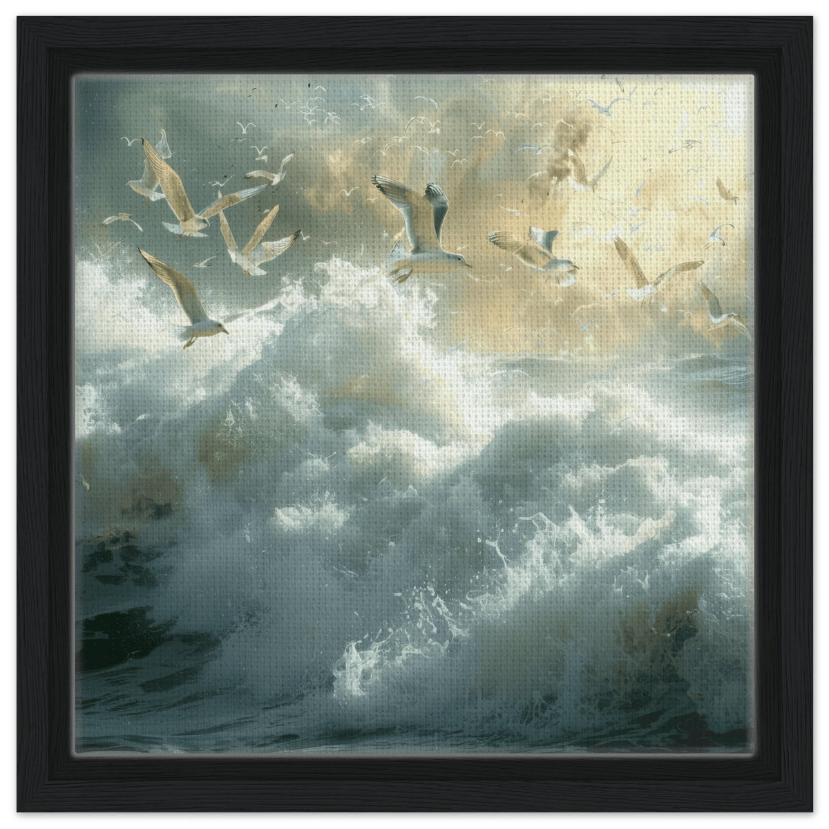 Impressionism beautiful seawaves with seagels flying around 2 - Shop Ai Art WebShop - Digital Art online Store