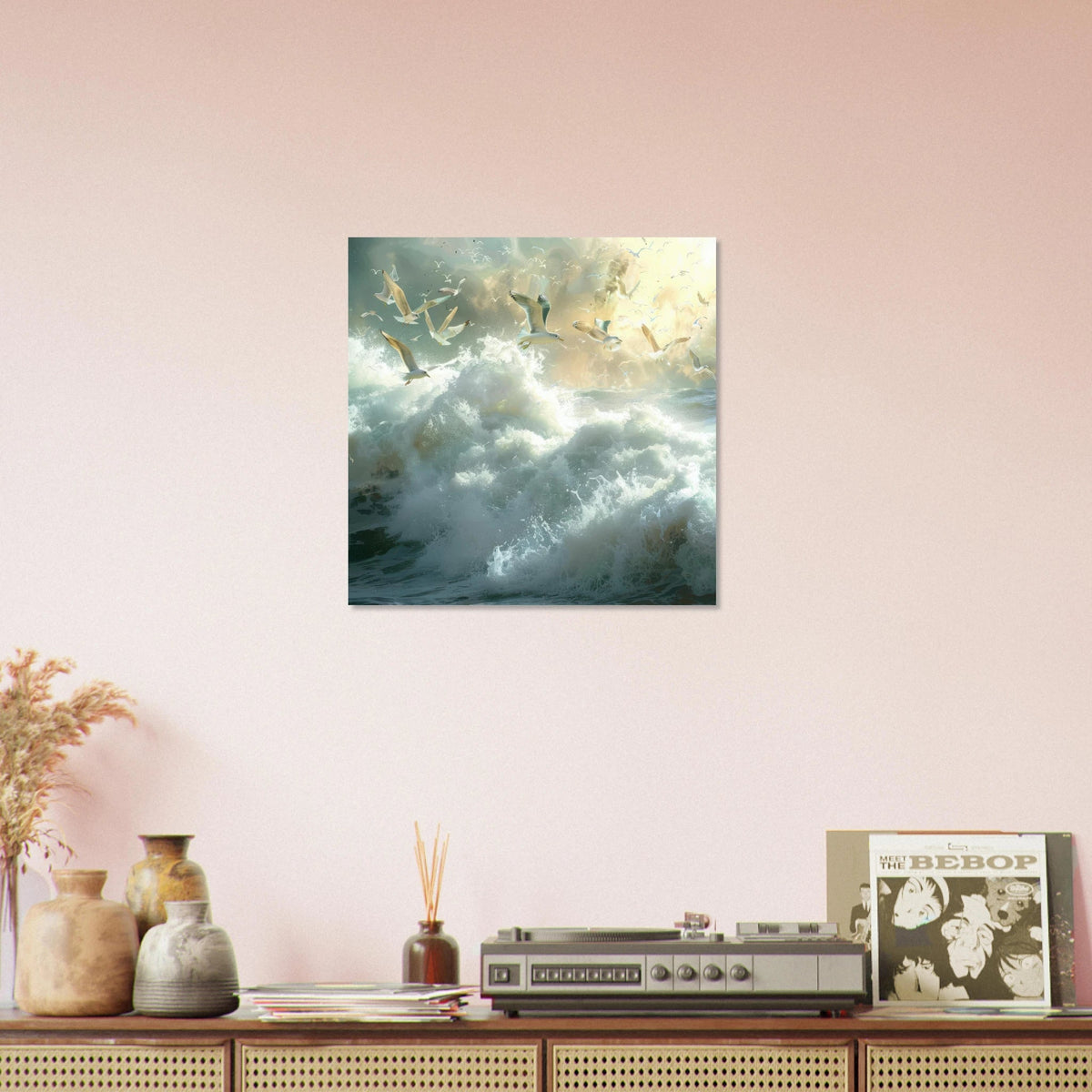 Impressionism beautiful seawaves with seagels flying around 2 - Shop Ai Art WebShop - Digital Art online Store