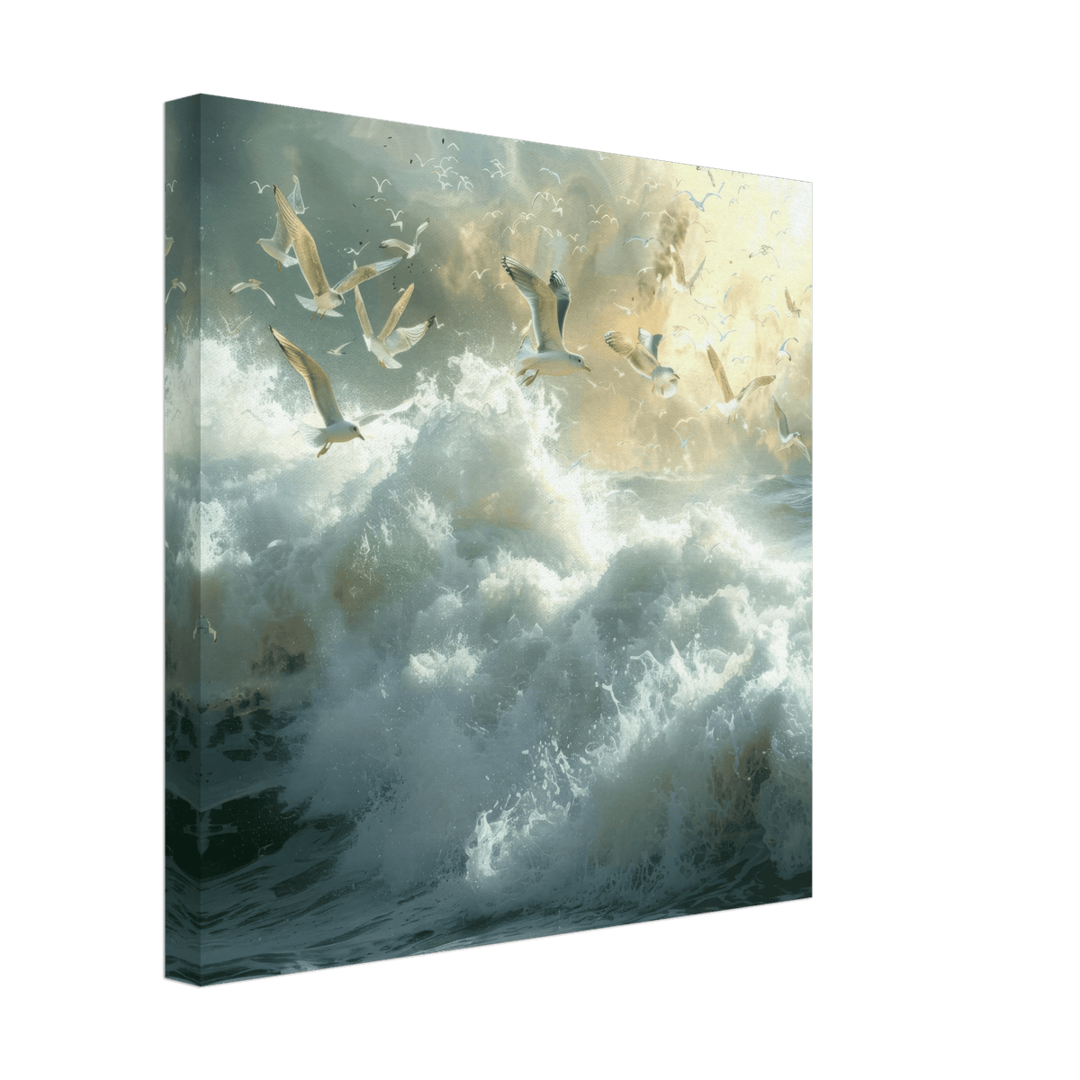 Impressionism beautiful seawaves with seagels flying around 2 - Shop Ai Art WebShop - Digital Art online Store