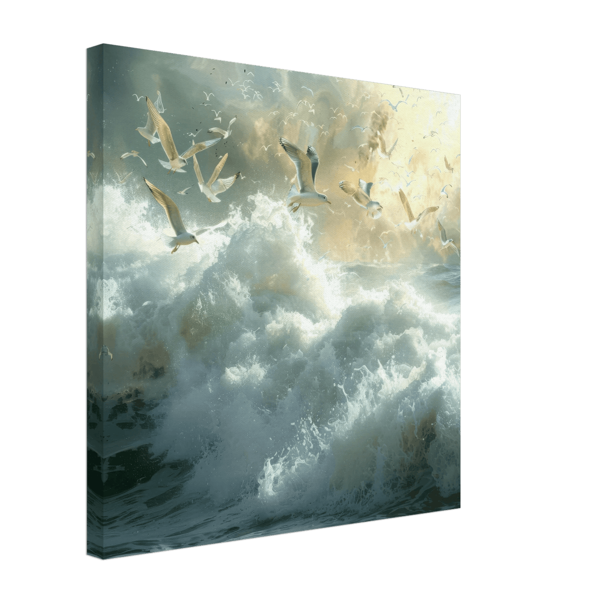 Impressionism beautiful seawaves with seagels flying around 2 - Shop Ai Art WebShop - Digital Art online Store