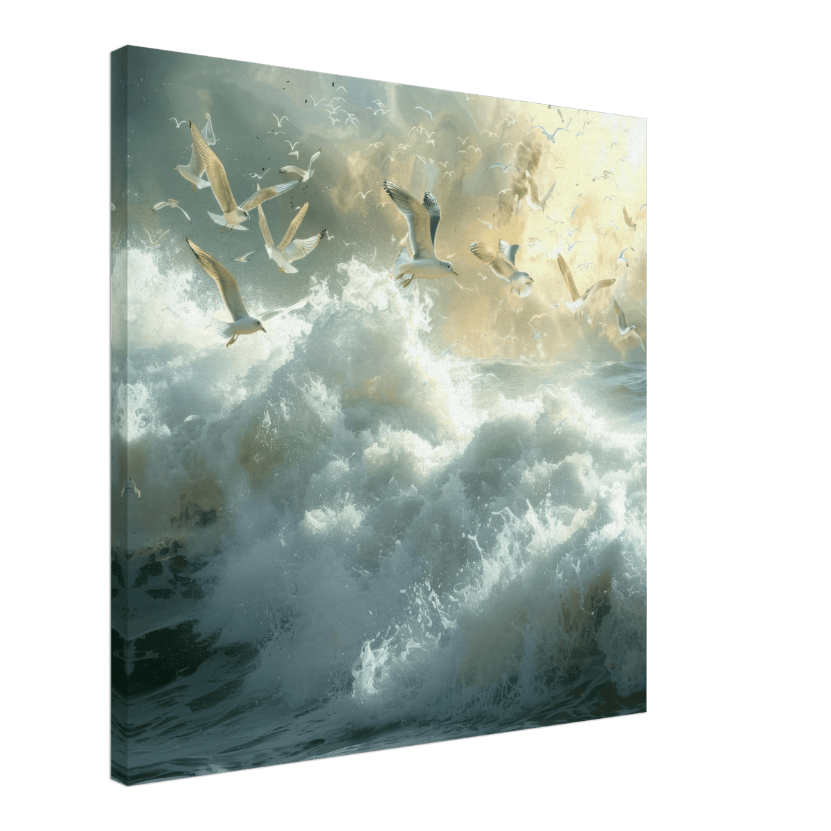 Impressionism beautiful seawaves with seagels flying around 2 - Shop Ai Art WebShop - Digital Art online Store