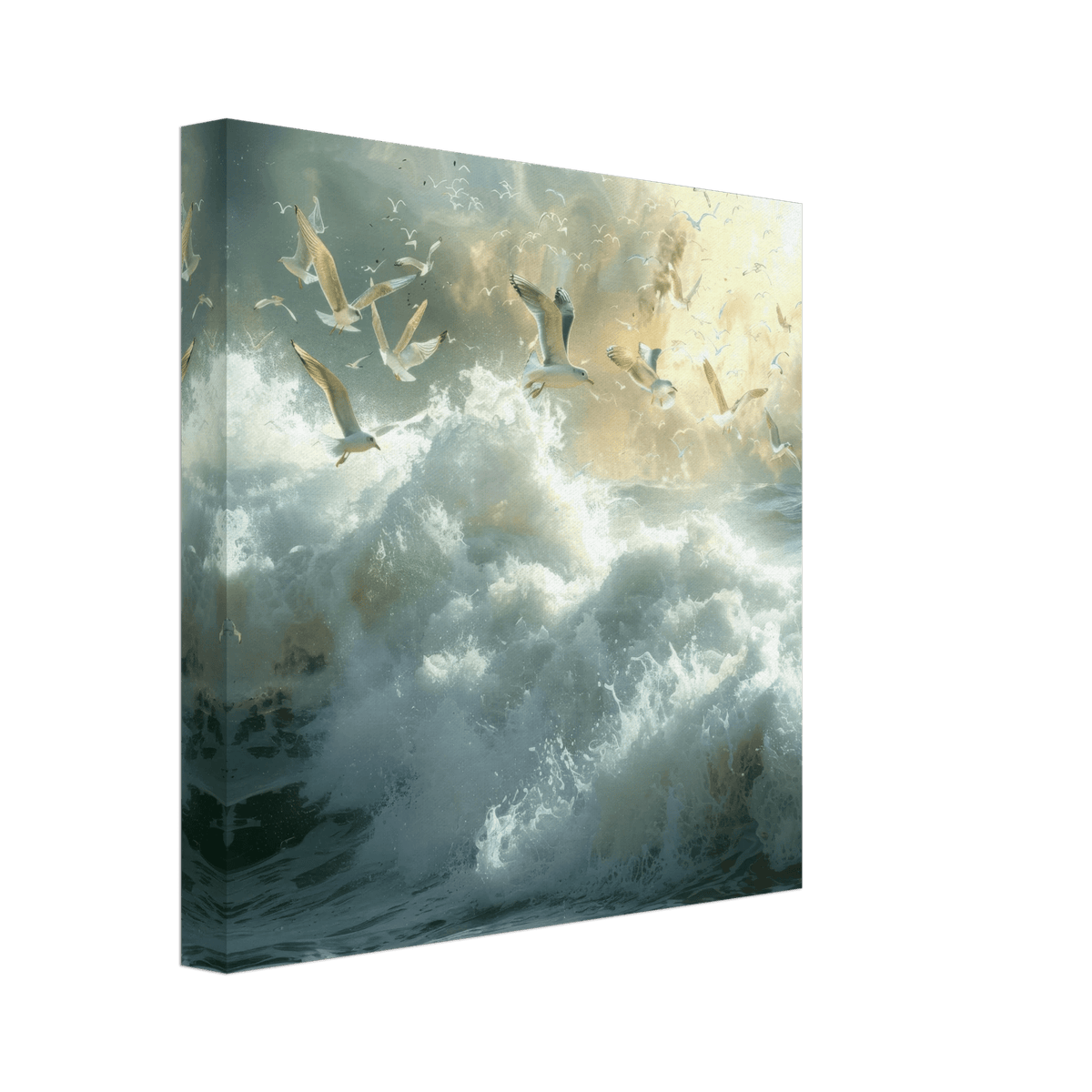 Impressionism beautiful seawaves with seagels flying around 2 - Shop Ai Art WebShop - Digital Art online Store