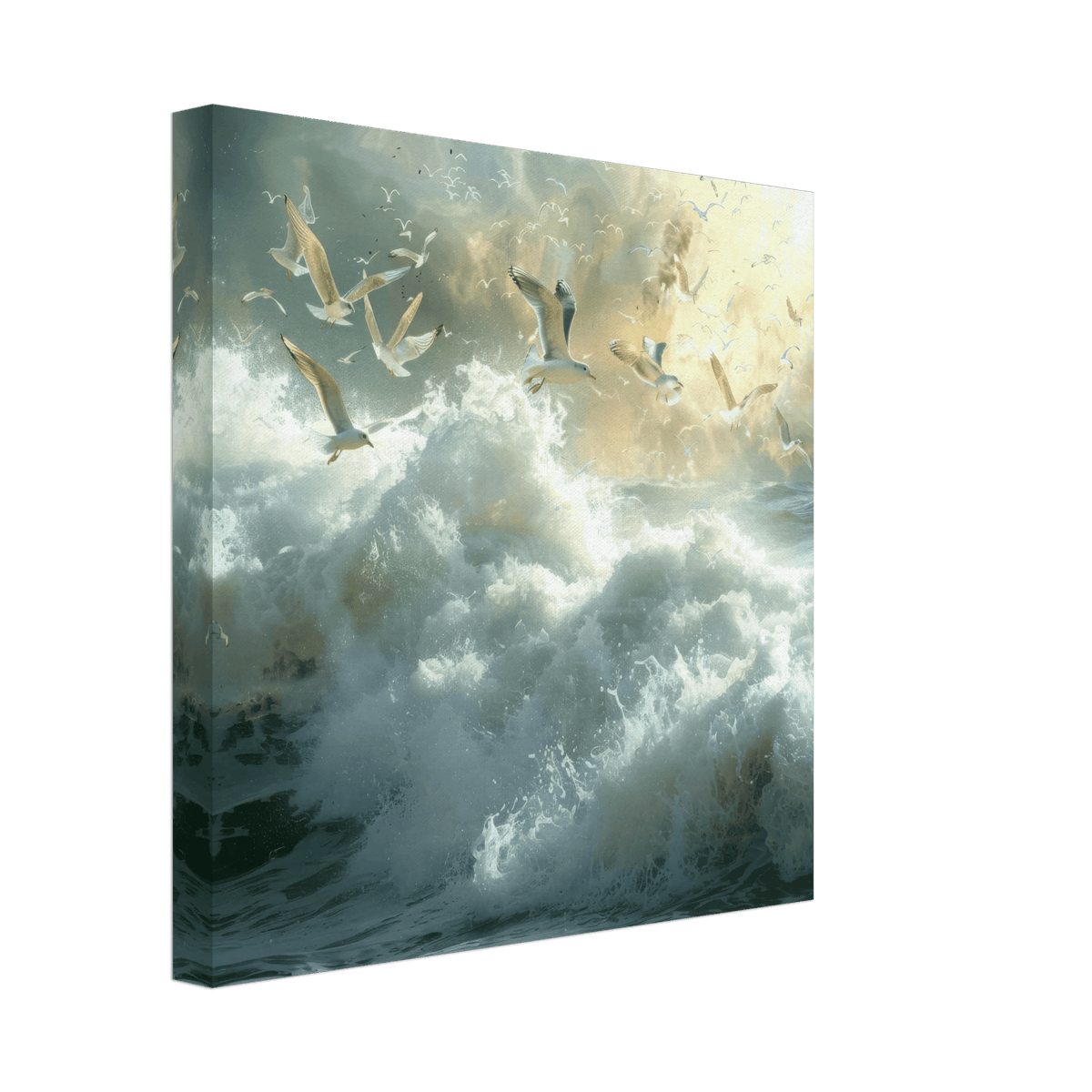 Impressionism beautiful seawaves with seagels flying around 2 - Shop Ai Art WebShop - Digital Art online Store