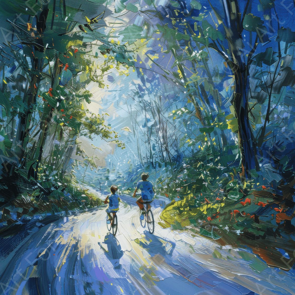 Impressionism cycling through beautiful nature 10 - Shop Ai Art WebShop - Digital Art online Store