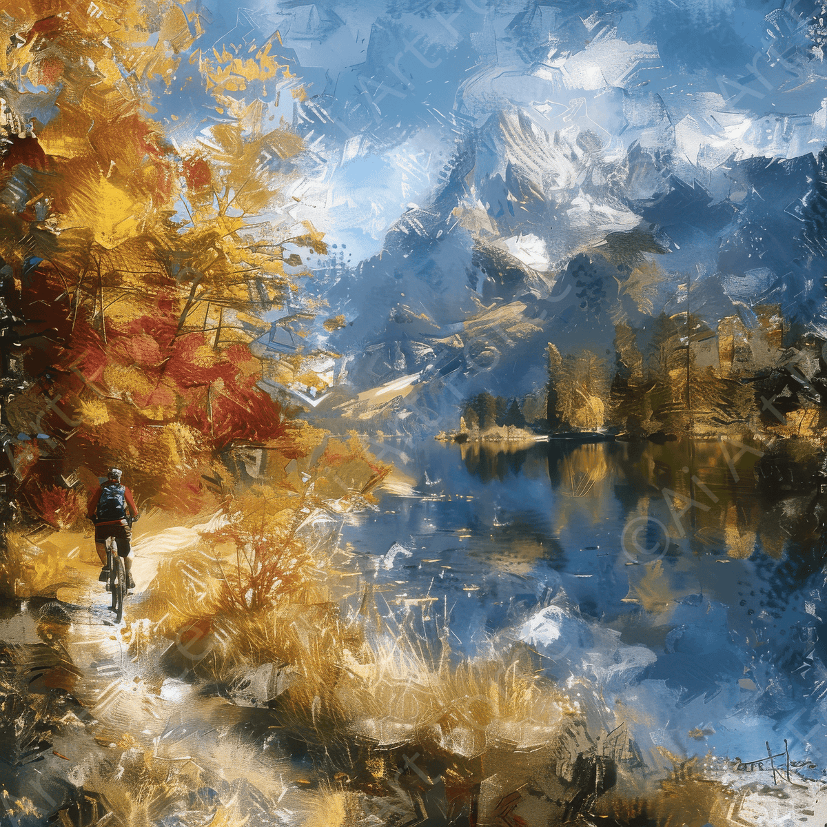 Impressionism cycling through beautiful nature 11 - Shop Ai Art WebShop - Digital Art online Store