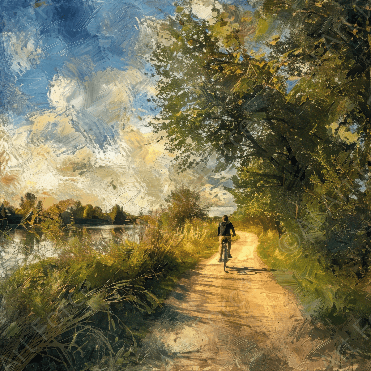 Impressionism cycling through beautiful nature 14 - Shop Ai Art WebShop - Digital Art online Store
