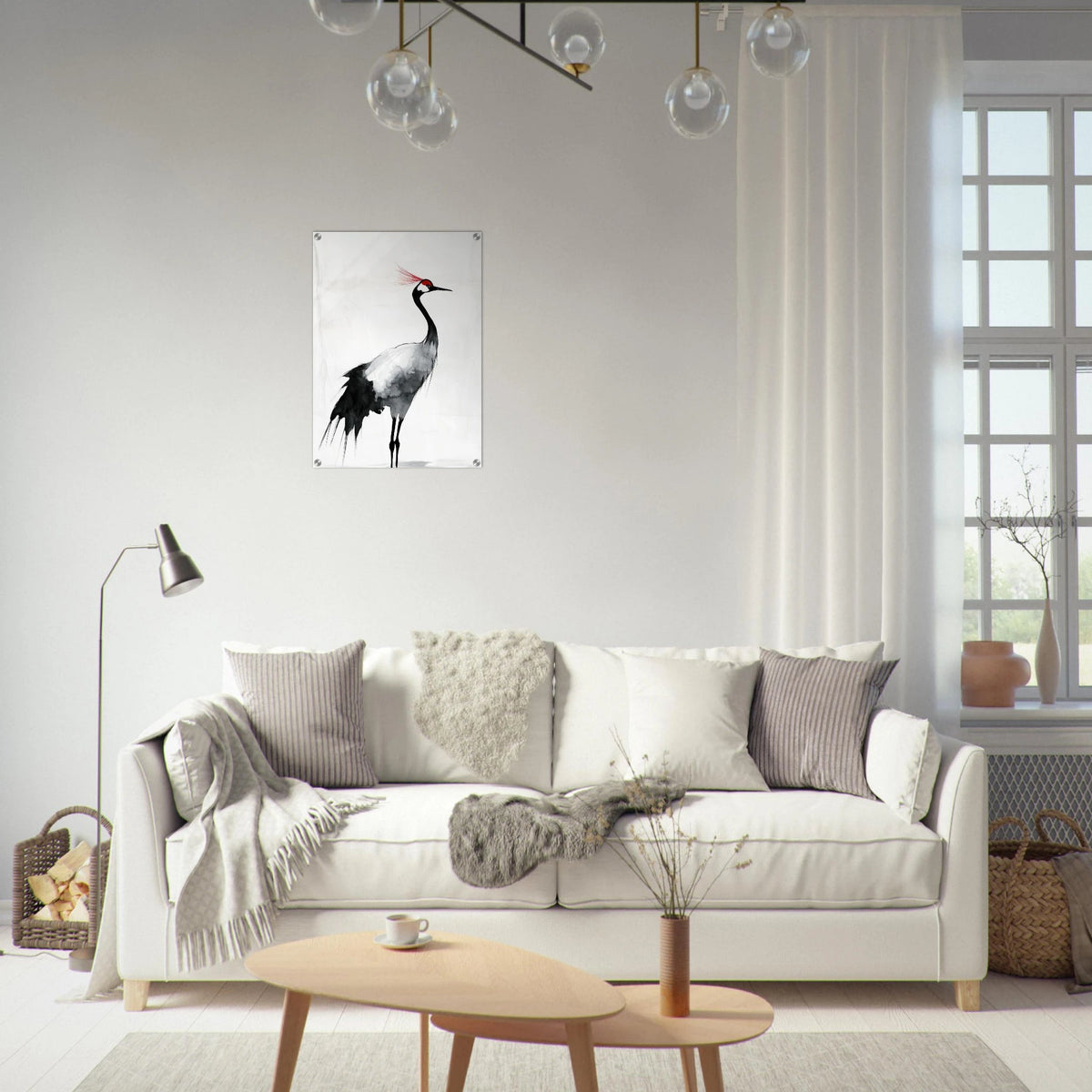 Japanese Ink Wash Painting of a Crane A graceful 2 - Shop Ai Art WebShop - Digital Art online Store
