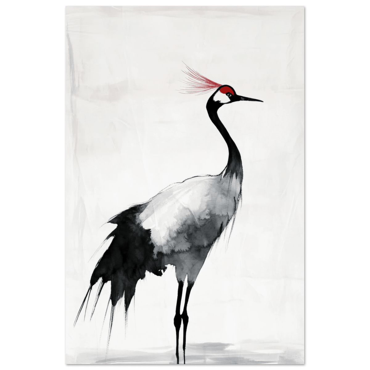 Japanese Ink Wash Painting of a Crane A graceful 2 - Shop Ai Art WebShop - Digital Art online Store