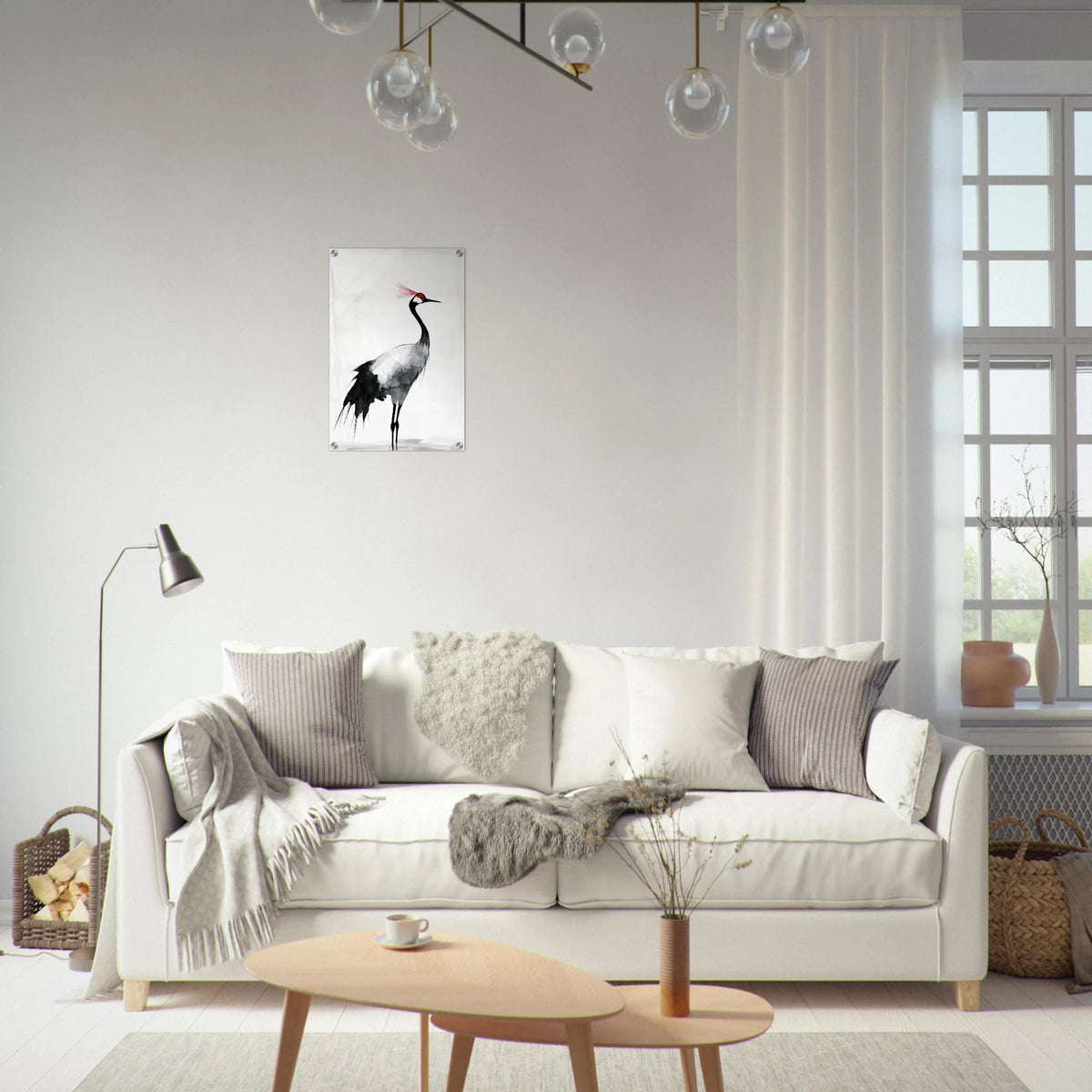 Japanese Ink Wash Painting of a Crane A graceful 2 - Shop Ai Art WebShop - Digital Art online Store