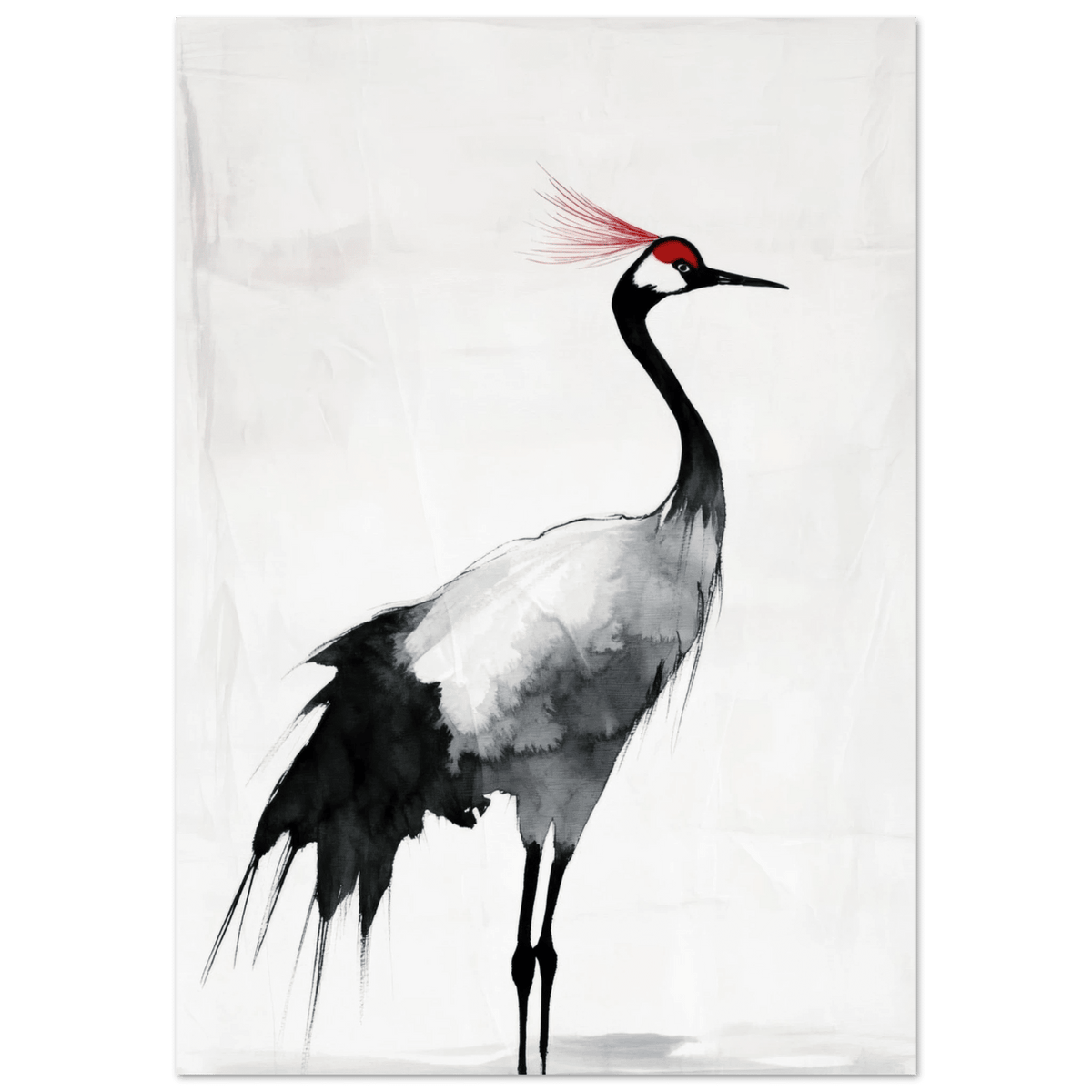 Japanese Ink Wash Painting of a Crane A graceful 2 - Shop Ai Art WebShop - Digital Art online Store