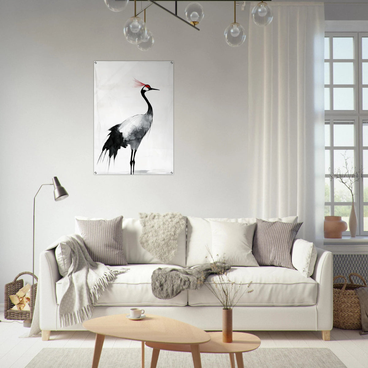 Japanese Ink Wash Painting of a Crane A graceful 2 - Shop Ai Art WebShop - Digital Art online Store