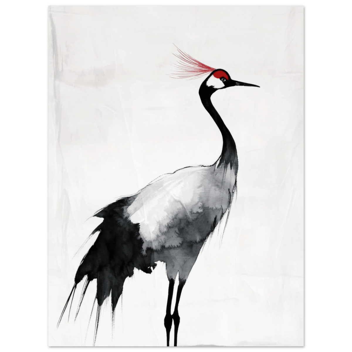 Japanese Ink Wash Painting of a Crane A graceful 2 - Shop Ai Art WebShop - Digital Art online Store