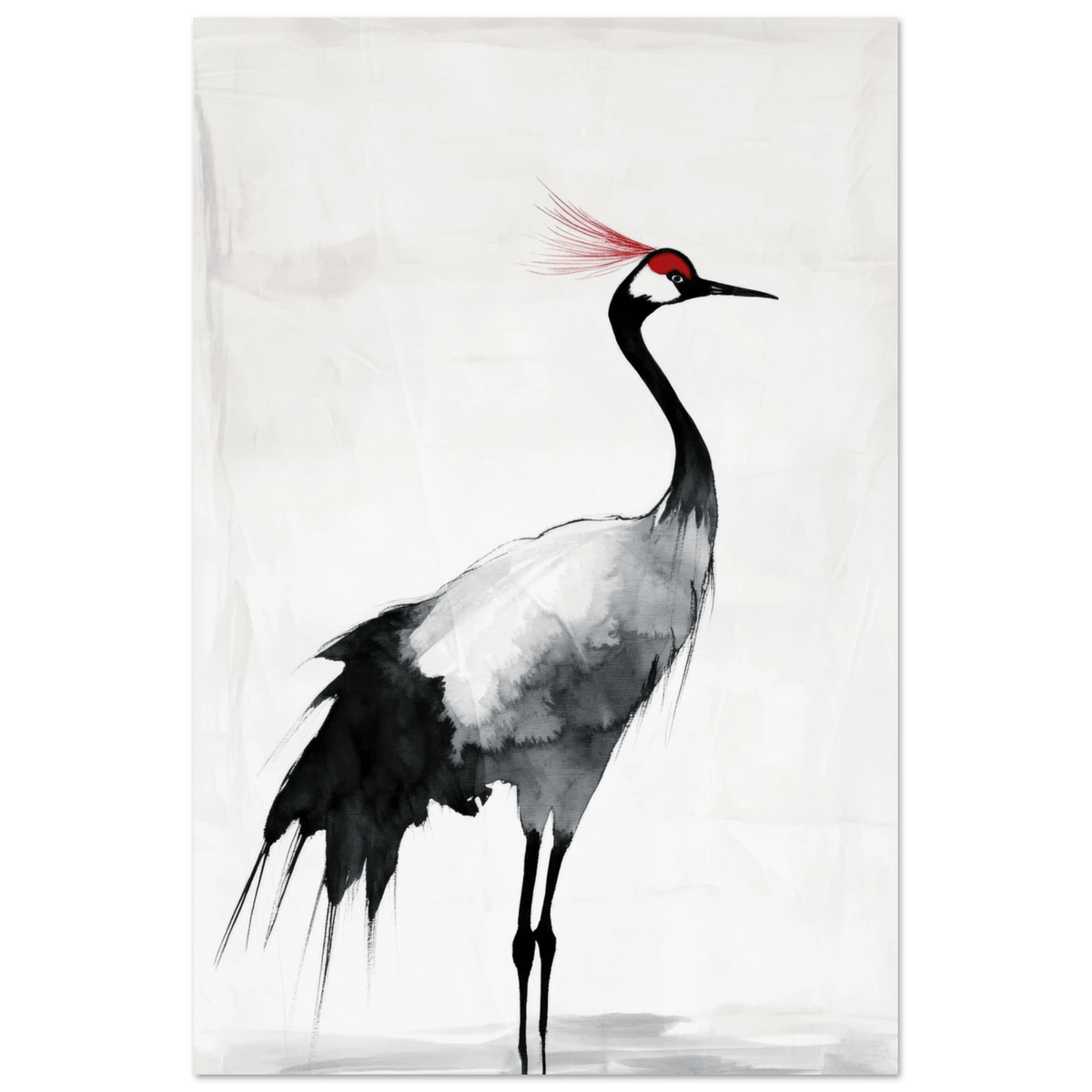 Japanese Ink Wash Painting of a Crane A graceful 2 - Shop Ai Art WebShop - Digital Art online Store
