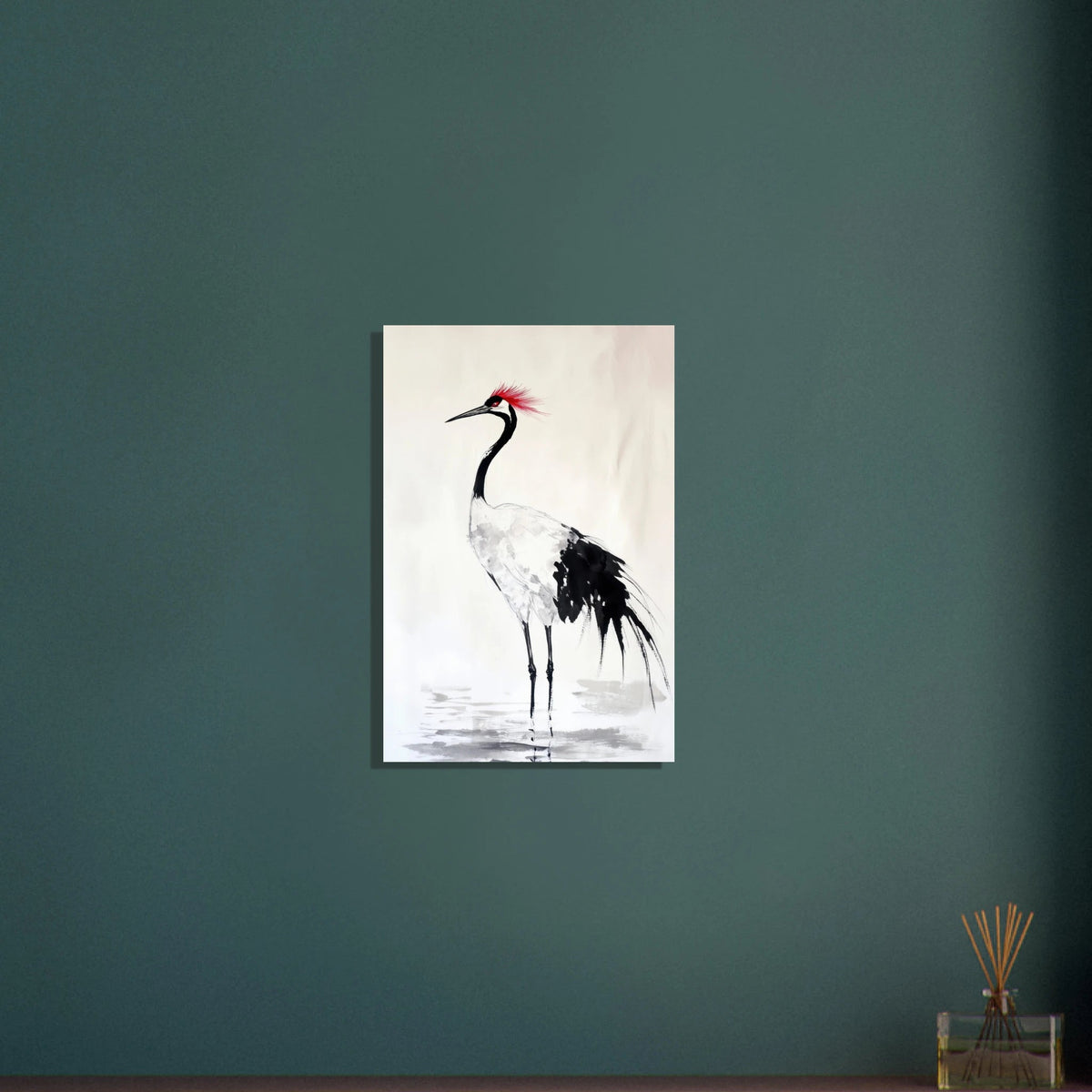 Japanese Ink Wash Painting of a Crane A graceful - Shop Ai Art WebShop - Digital Art online Store
