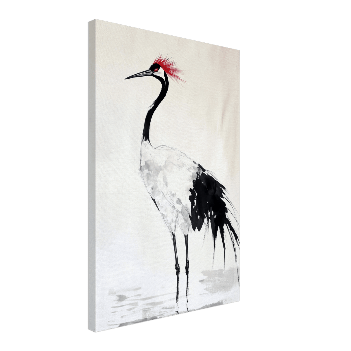 Japanese Ink Wash Painting of a Crane A graceful - Shop Ai Art WebShop - Digital Art online Store