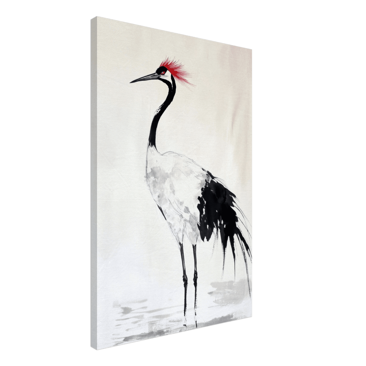 Japanese Ink Wash Painting of a Crane A graceful - Shop Ai Art WebShop - Digital Art online Store