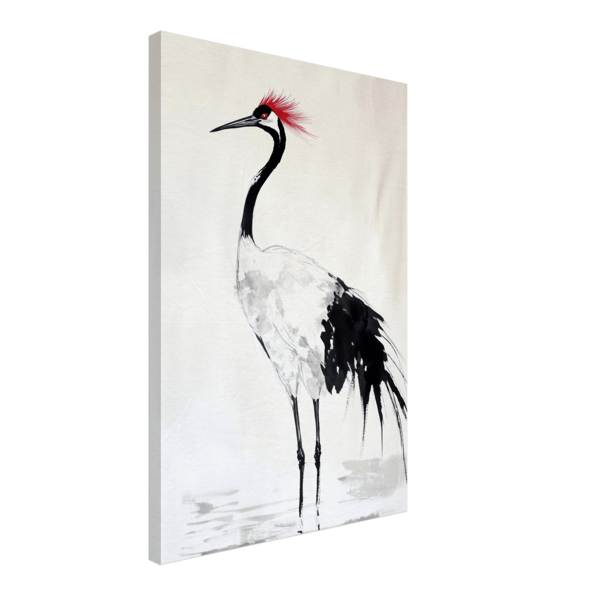 Japanese Ink Wash Painting of a Crane A graceful - Shop Ai Art WebShop - Digital Art online Store
