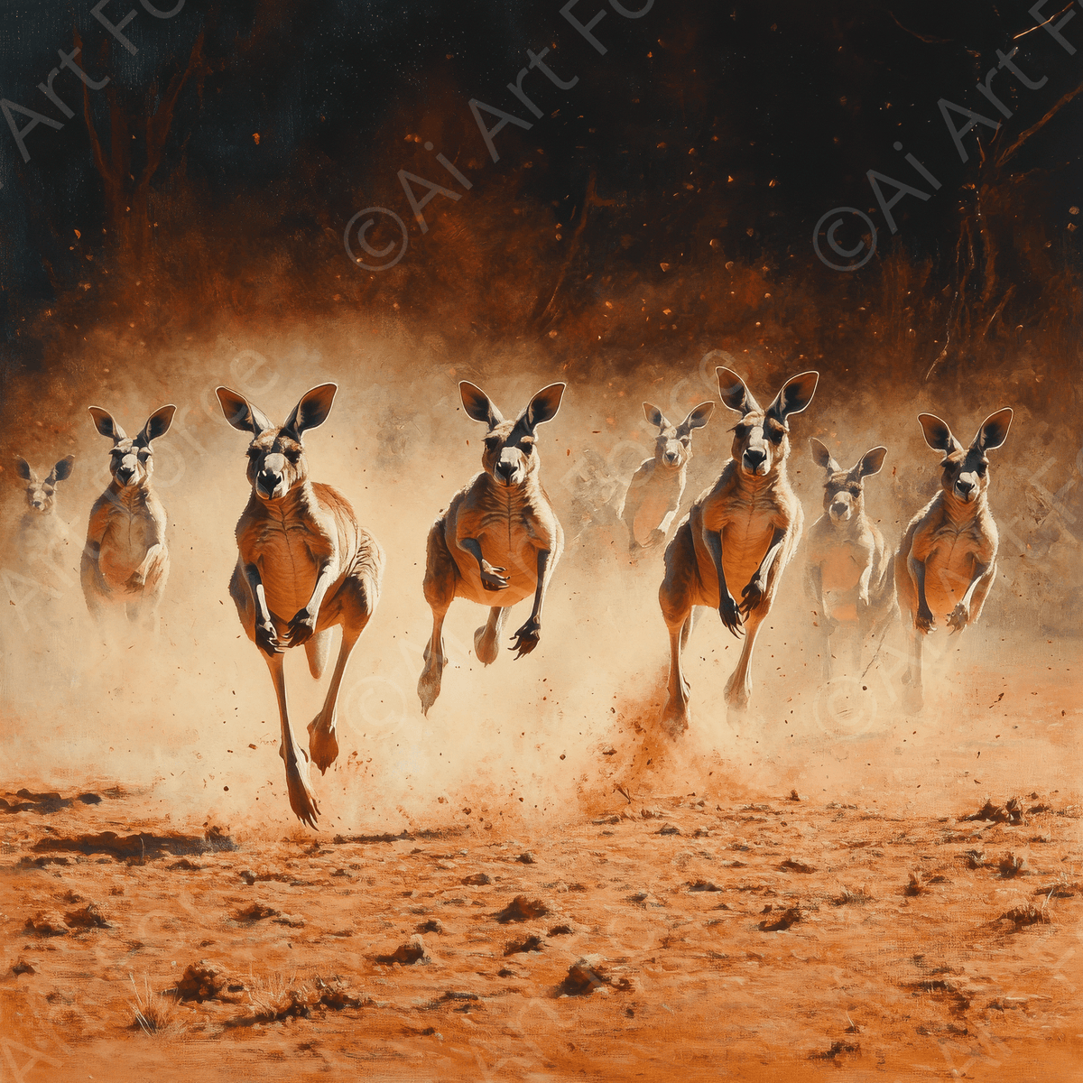 Kangaroos Hopping Across the Outback - Shop Ai Art WebShop - Digital Art online Store