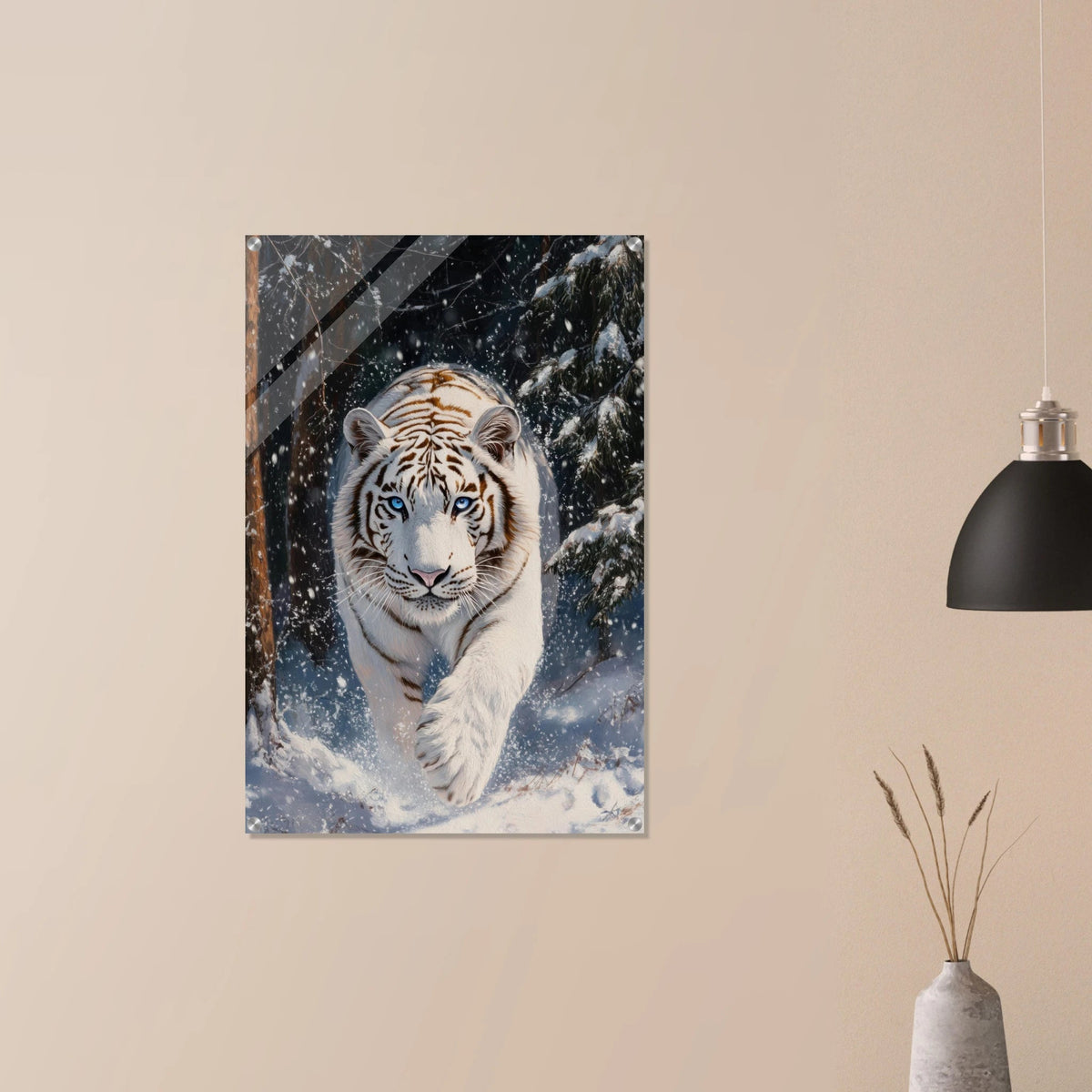 Majestic White Tiger in a Snowy Forest A powerful 3 - Shop Ai Art WebShop - Digital Art online Store