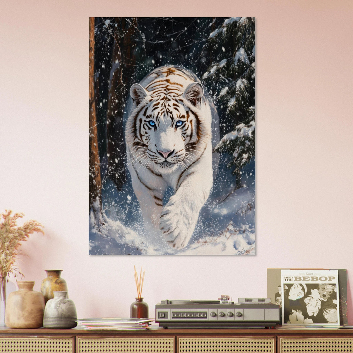 Majestic White Tiger in a Snowy Forest A powerful 3 - Shop Ai Art WebShop - Digital Art online Store