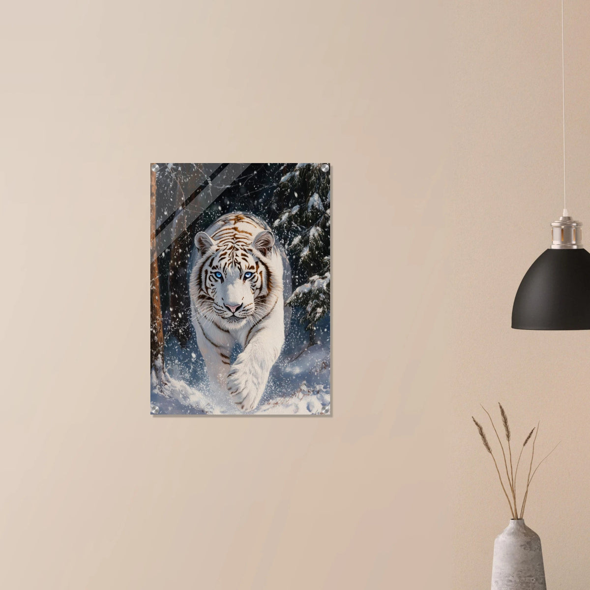 Majestic White Tiger in a Snowy Forest A powerful 3 - Shop Ai Art WebShop - Digital Art online Store