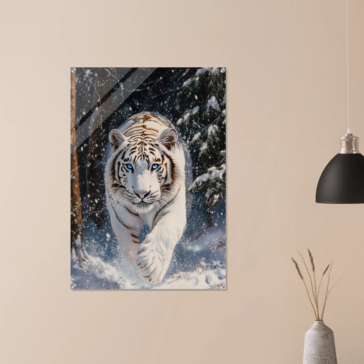 Majestic White Tiger in a Snowy Forest A powerful 3 - Shop Ai Art WebShop - Digital Art online Store
