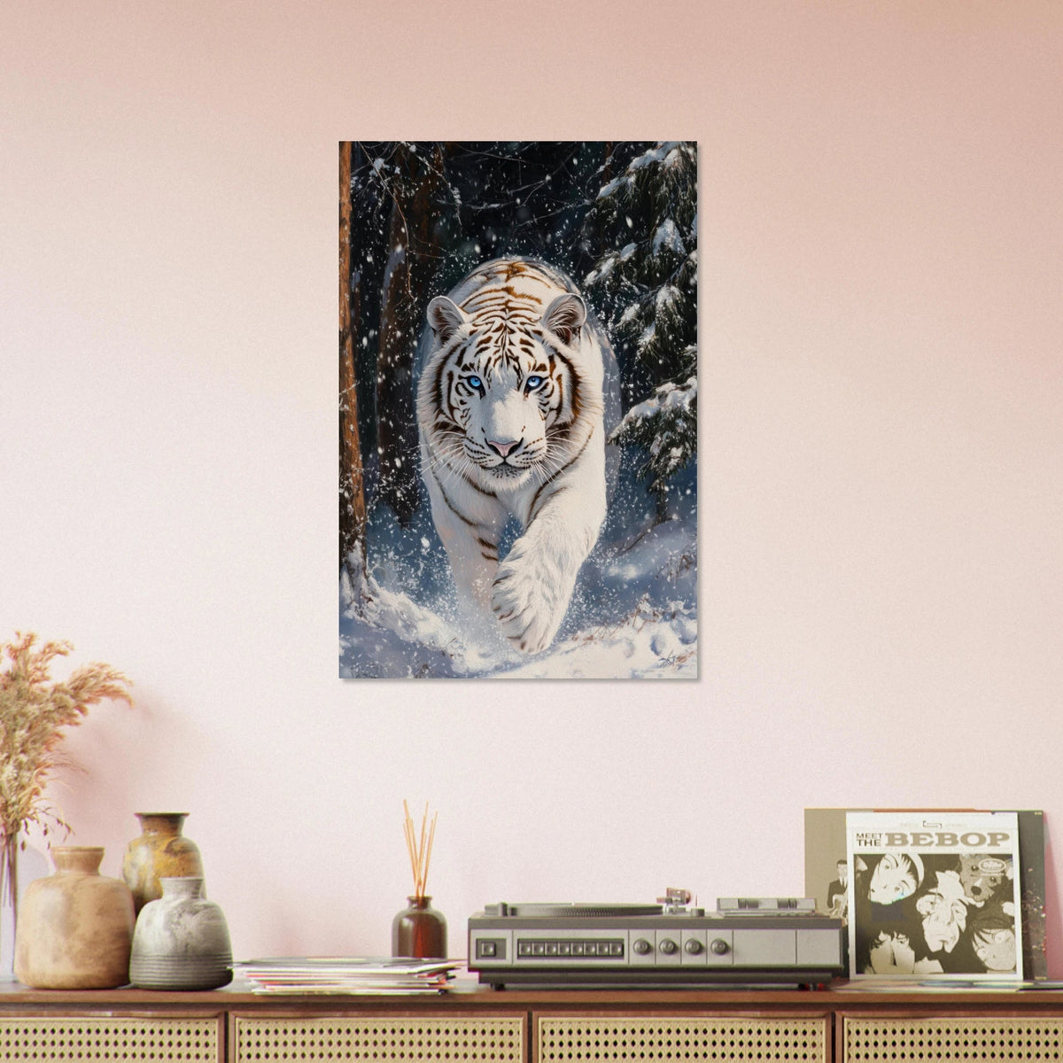 Majestic White Tiger in a Snowy Forest A powerful 3 - Shop Ai Art WebShop - Digital Art online Store