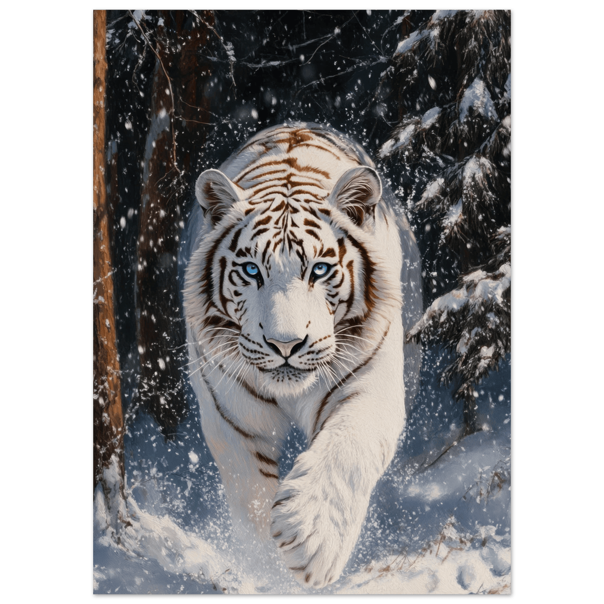 Majestic White Tiger in a Snowy Forest A powerful 3 - Shop Ai Art WebShop - Digital Art online Store