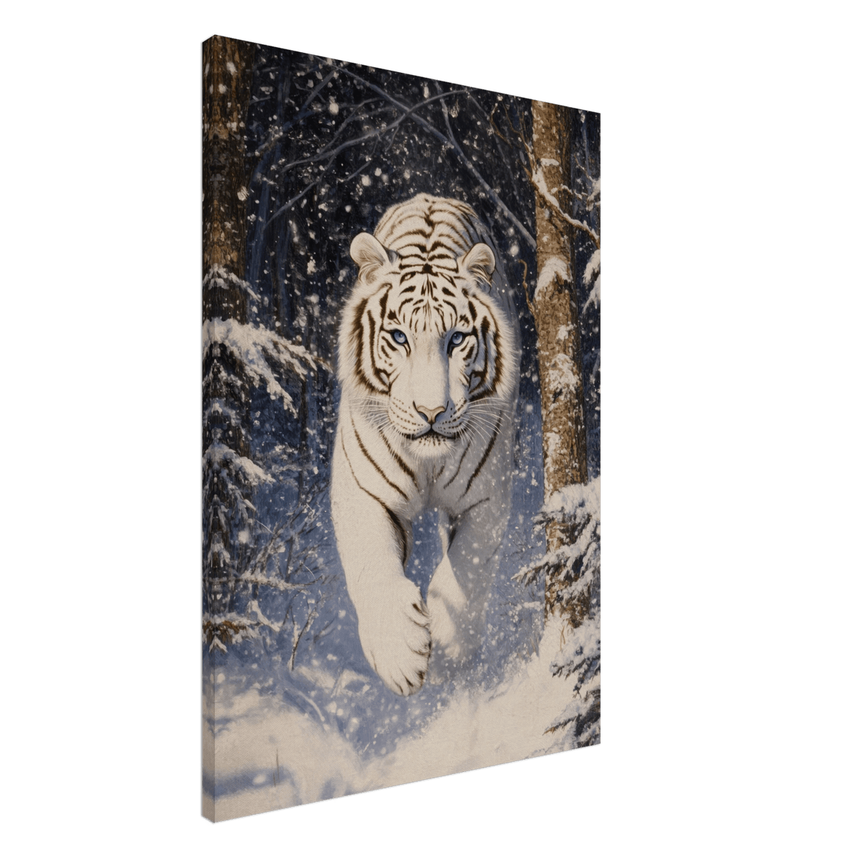 Majestic White Tiger in a Snowy Forest A powerful - Shop Ai Art WebShop - Digital Art online Store