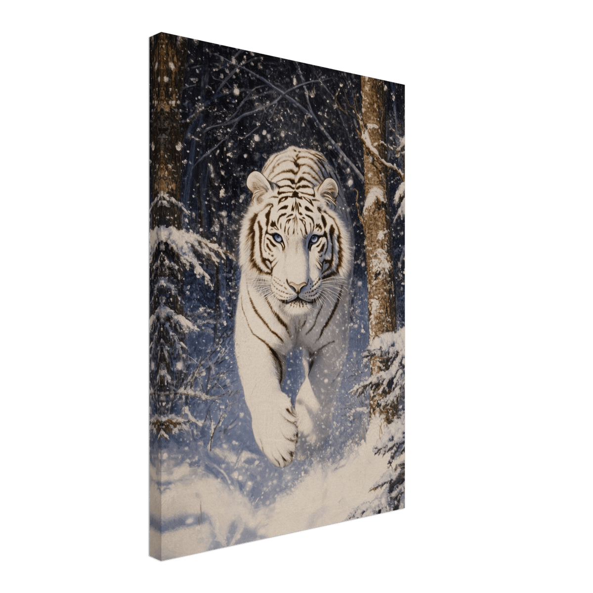 Majestic White Tiger in a Snowy Forest A powerful - Shop Ai Art WebShop - Digital Art online Store