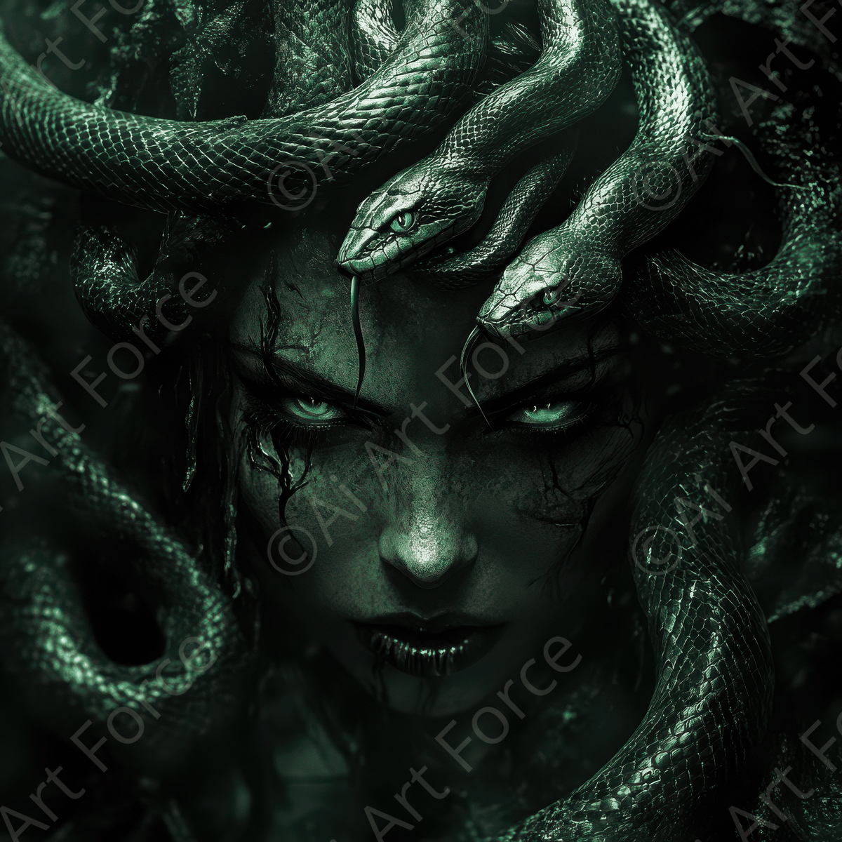 Medusa in Her Lair – Mythology Art & Medusa Design - Shop Ai Art WebShop - Digital Art online Store