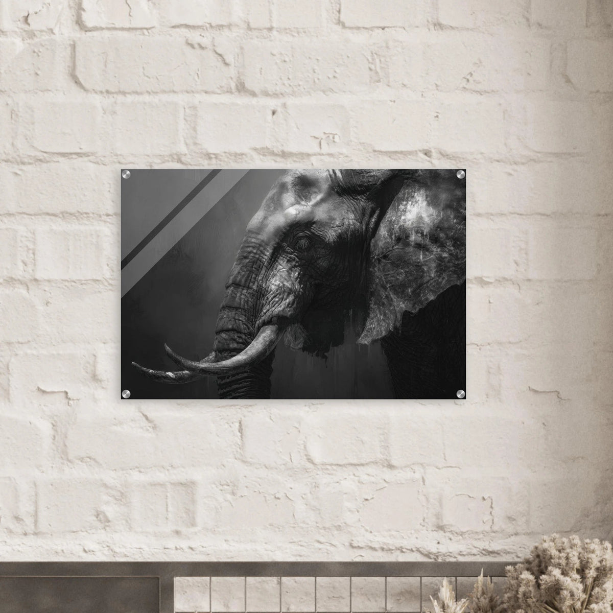 Monochrome Elephant Head Profile Wrinkled Skin 2 - Shop Ai Art WebShop - Digital Art online Store