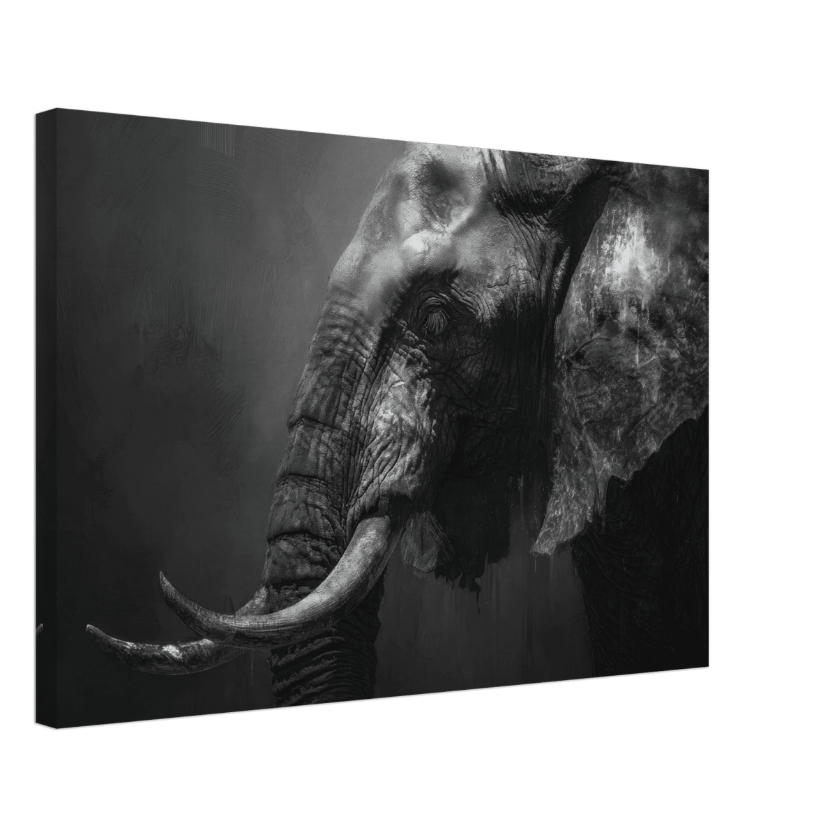 Monochrome Elephant Head Profile Wrinkled Skin 2 - Shop Ai Art WebShop - Digital Art online Store