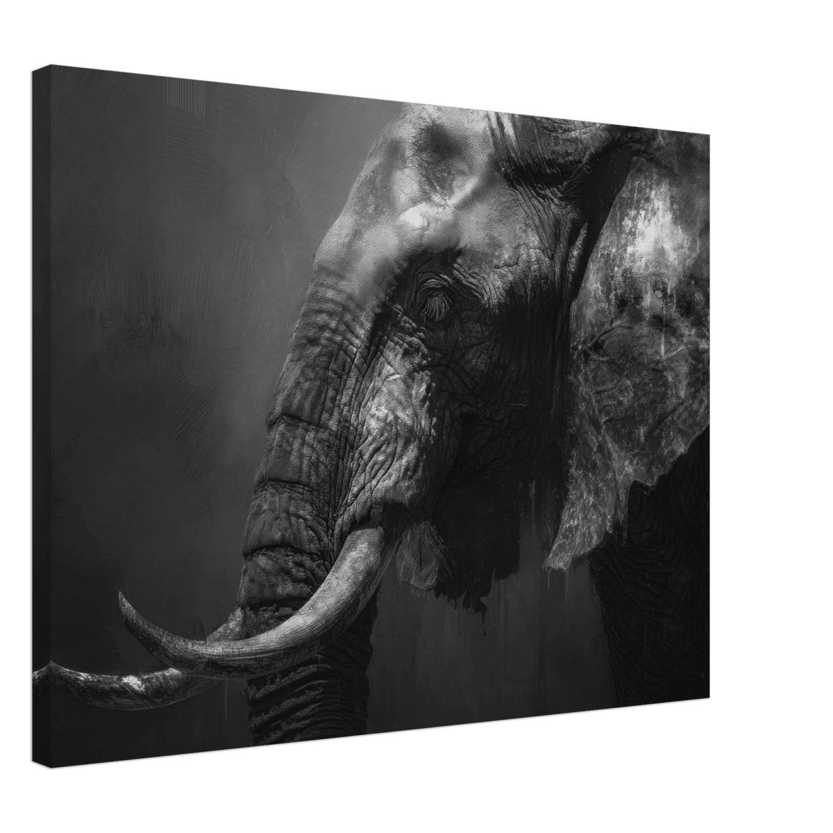 Monochrome Elephant Head Profile Wrinkled Skin 2 - Shop Ai Art WebShop - Digital Art online Store