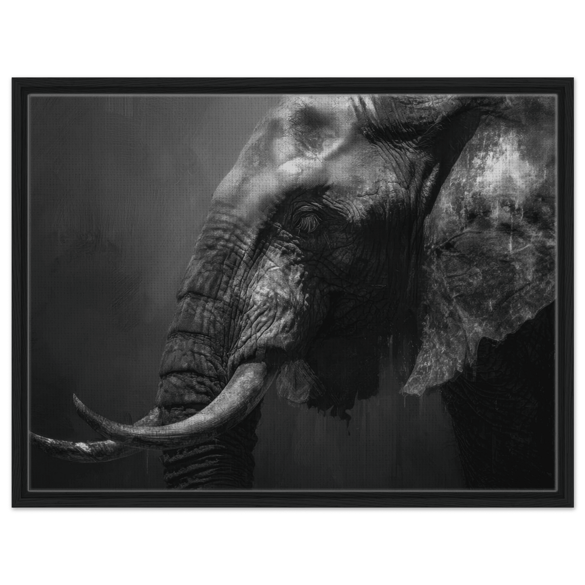 Monochrome Elephant Head Profile Wrinkled Skin 2 - Shop Ai Art WebShop - Digital Art online Store
