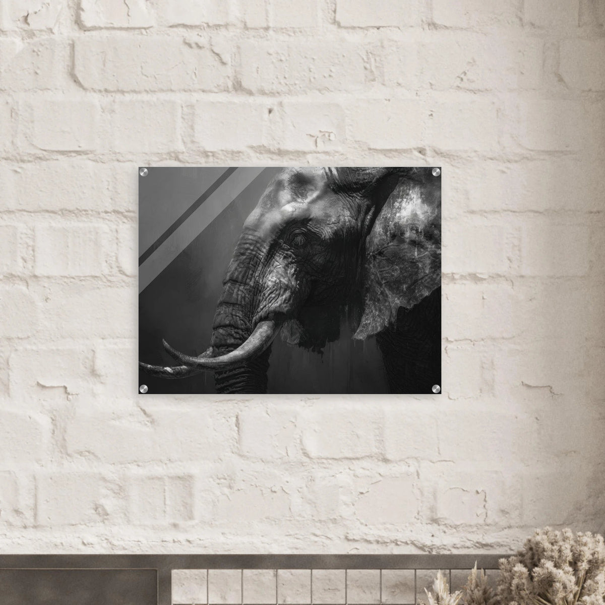 Monochrome Elephant Head Profile Wrinkled Skin 2 - Shop Ai Art WebShop - Digital Art online Store