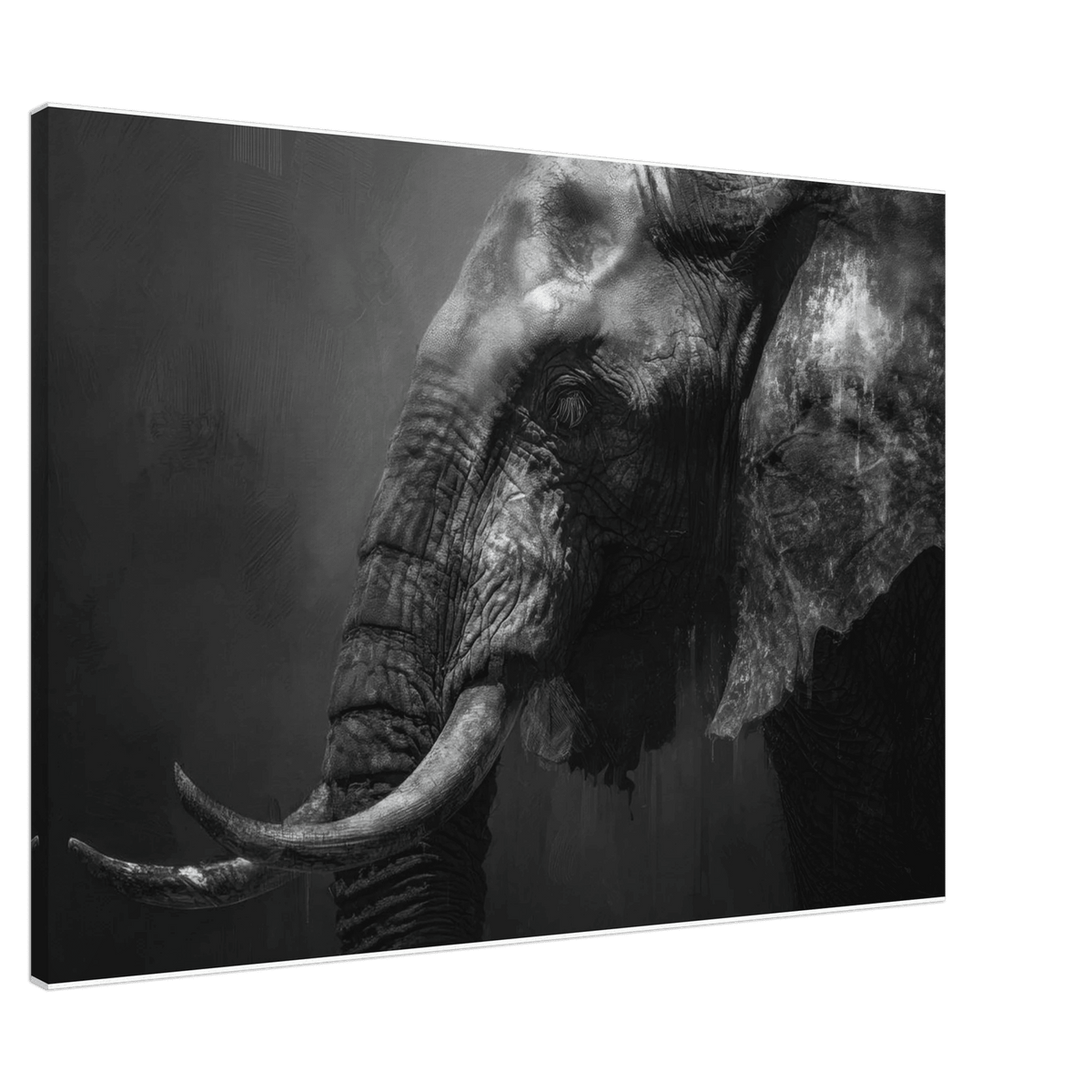 Monochrome Elephant Head Profile Wrinkled Skin 2 - Shop Ai Art WebShop - Digital Art online Store